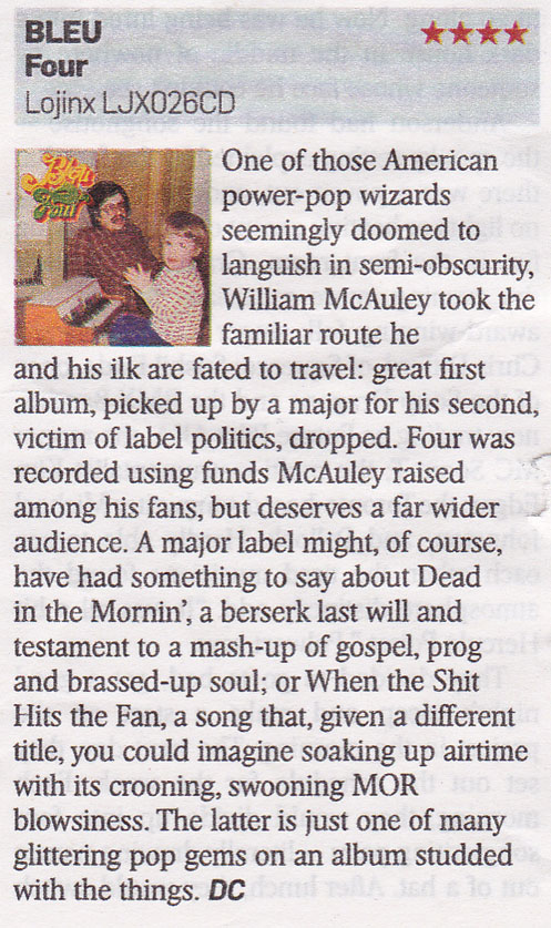 Bleu "Four" reviewed in the Sunday Times