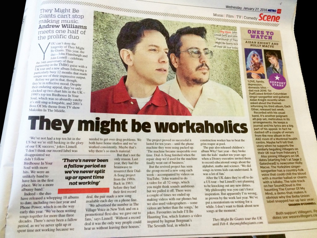 They Might Be Giants feature in The Metro