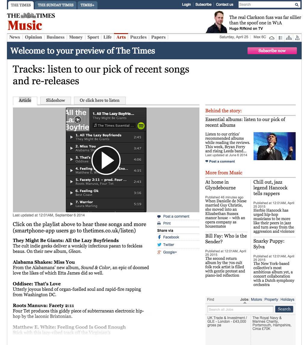 They Might Be Giants in The Times