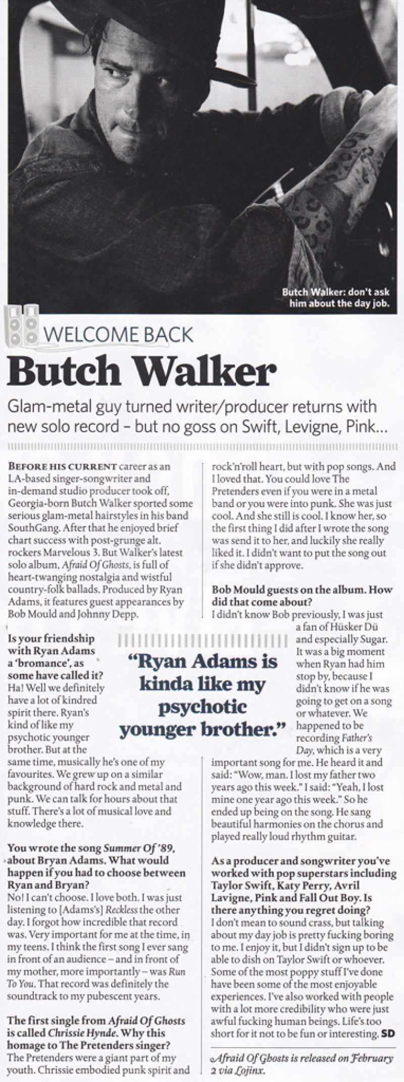 Butch Walker feature in Classic Rock Magazine