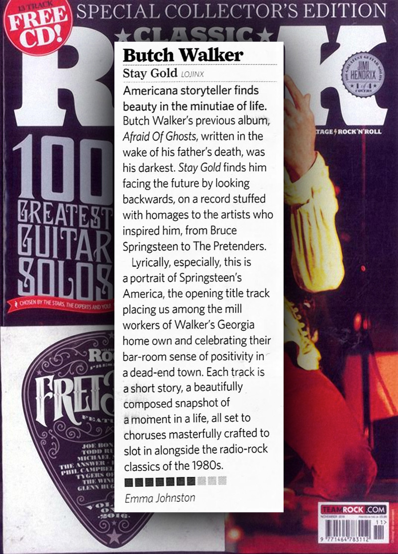 Butch Walker reviewed in Classic Rock Magazine
