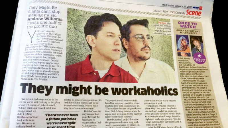 They Might Be Giants featured in The Metro
