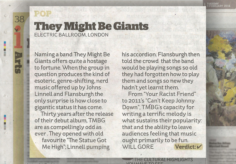 They Might Be Giants reviewed in the I